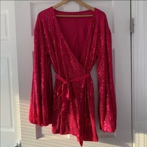 Langham sequin robe dress pink
